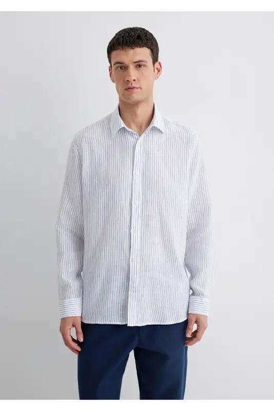 Striped Linen Shirt Standard 0211634-90795 - 3
