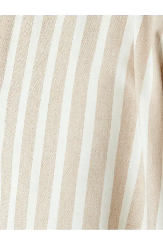 Striped Long Sleeve Button-Down Collar Slim Fit Shirt-Ec - 6