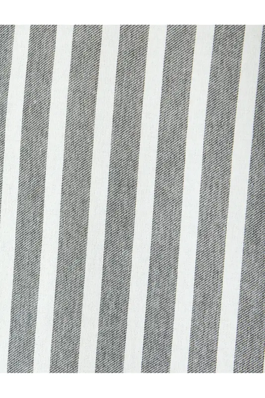 Striped Long Sleeve Button Down Collar Slim Fit Shirt-Ka - 6