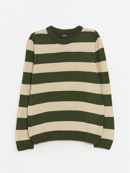 Striped Long Sleeve Crew Neck Boys' Knit Sweater - 5