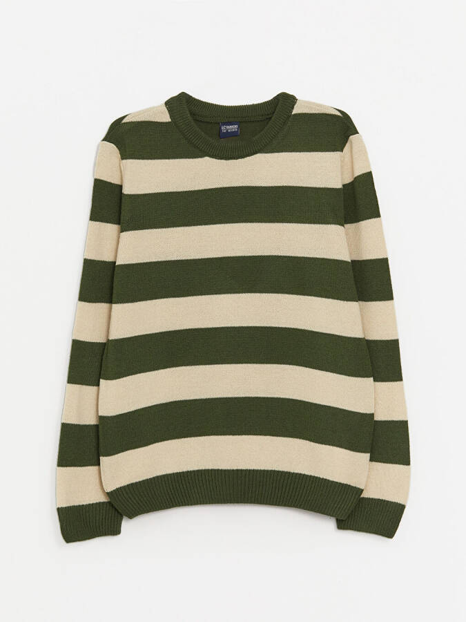 Striped Long Sleeve Crew Neck Boys' Knit Sweater - 5