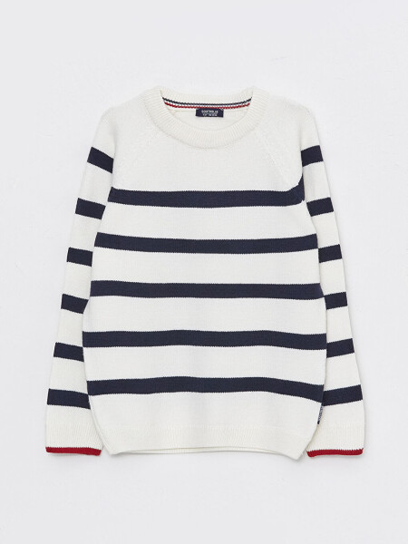 Striped Long Sleeve Crew Neck Boys Knit Sweater - 5