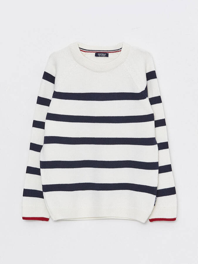 Striped Long Sleeve Crew Neck Boys Knit Sweater - 5