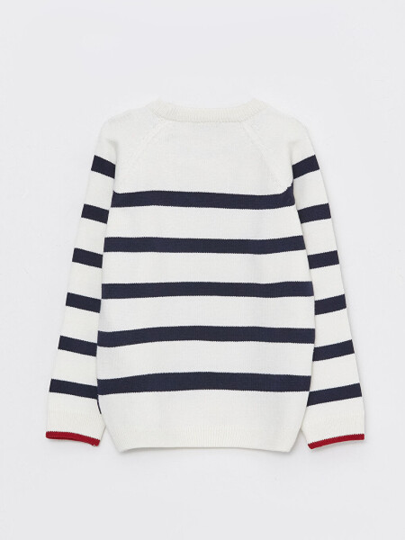 Striped Long Sleeve Crew Neck Boys Knit Sweater - 6