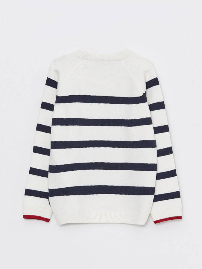 Striped Long Sleeve Crew Neck Boys Knit Sweater - 6