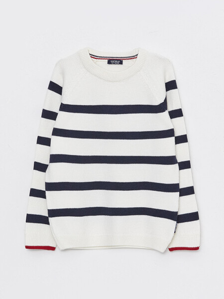 Striped Long Sleeve Crew Neck Boys Knit Sweater - 7