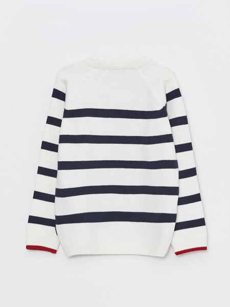 Striped Long Sleeve Crew Neck Boys Knit Sweater - 8