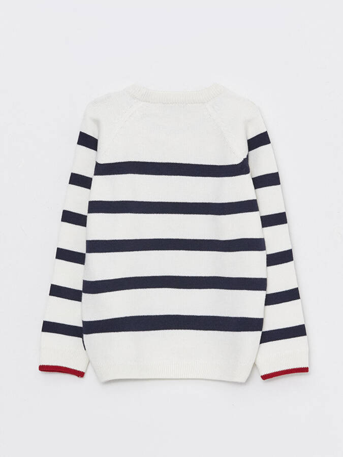 Striped Long Sleeve Crew Neck Boys Knit Sweater - 8