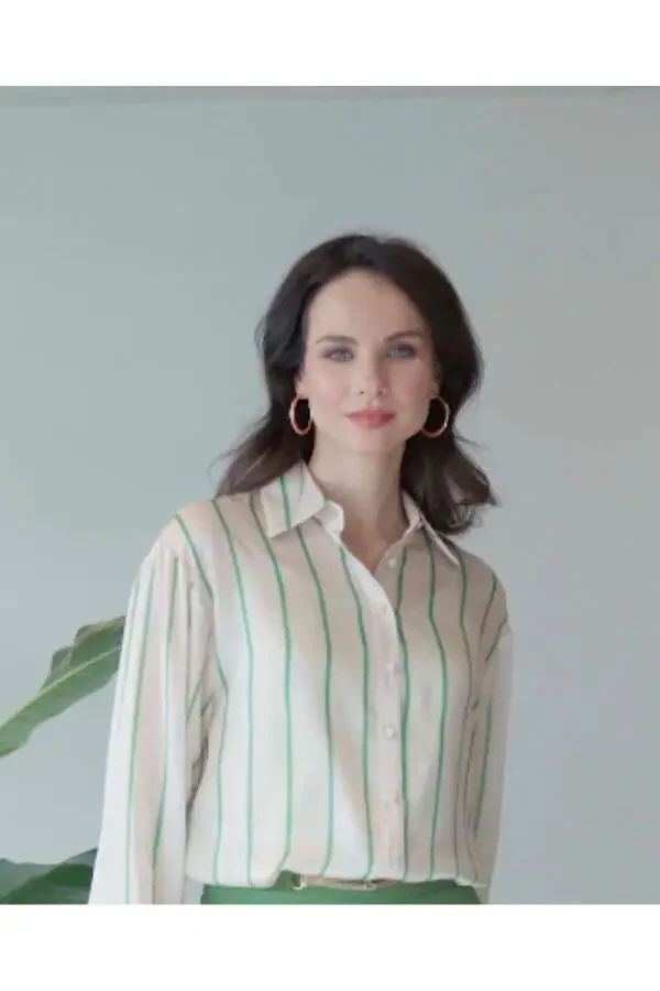 Striped Long Sleeve Green Shirt 39662 - 4