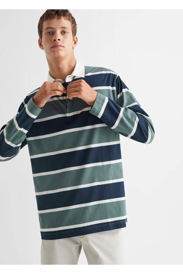 Striped long sleeve polo shirt - 1