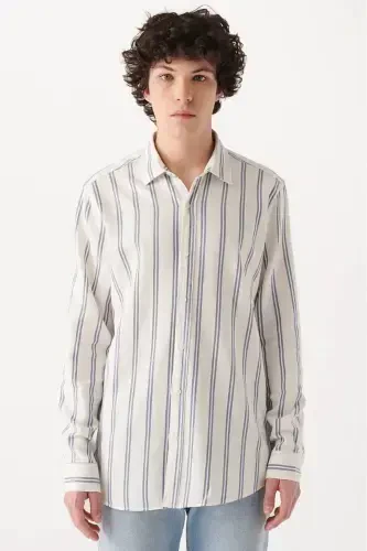 Striped Long Sleeve Shirt China Blue - 5