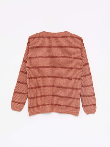 Striped Long Sleeve Women's Turtleneck Knit Sweater - 8