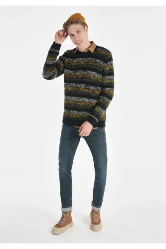 Striped, multi-colored men's polo shirt. - 3