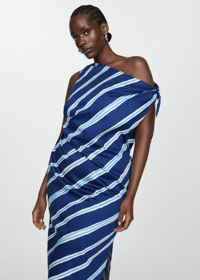 Striped Off-Shoulder Dress - 14