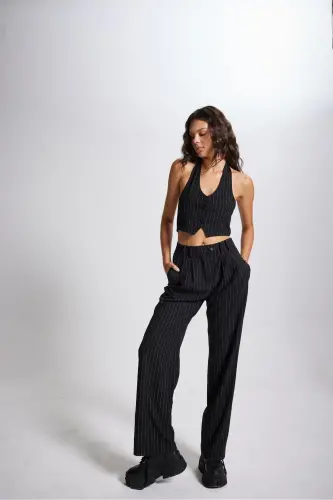 Striped Pantolon Siyah - 11