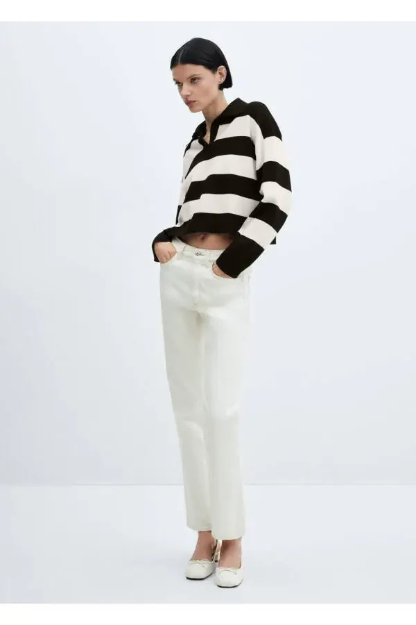 Striped polo neck sweater - 2