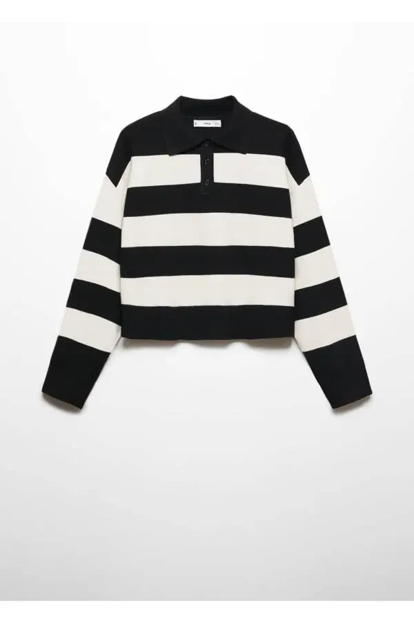 Striped polo neck sweater - 3