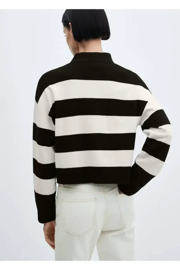 Striped polo neck sweater - 4