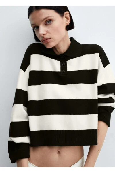 Striped polo neck sweater - 5