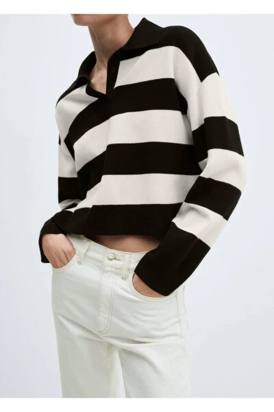 Striped polo neck sweater - 7