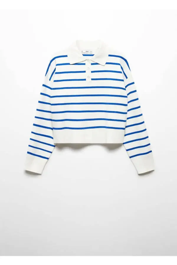 Striped Polo Neck Sweater - 3
