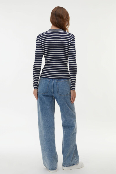 STRIPED POLO NECK SWEATER - 3