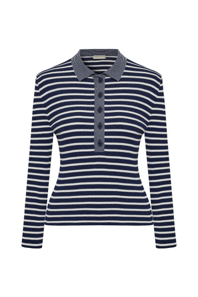 STRIPED POLO NECK SWEATER - 4