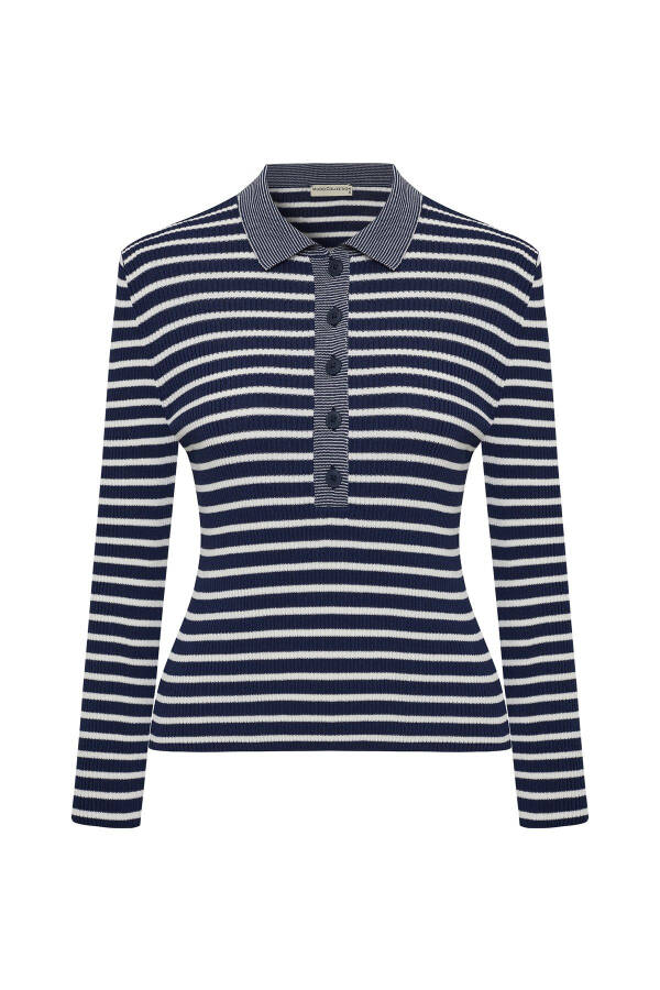 STRIPED POLO NECK SWEATER - 4