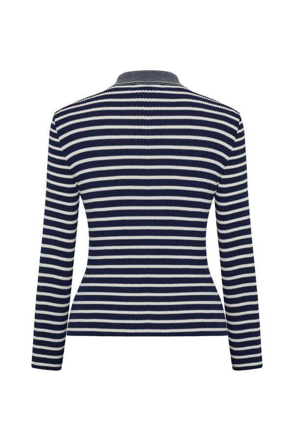 STRIPED POLO NECK SWEATER - 5