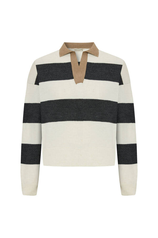 STRIPED POLO NECK SWEATER - 1