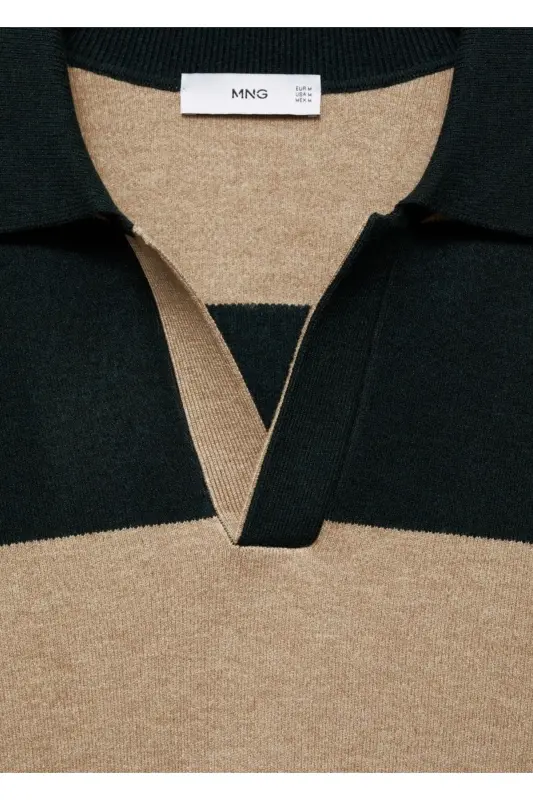 Striped polo sweater - Dark Green - 7