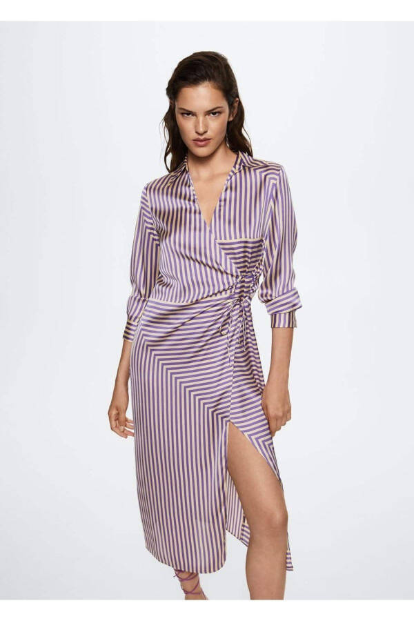 Striped Satin Dress - 1