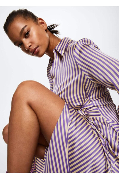 Striped Satin Dress - 7