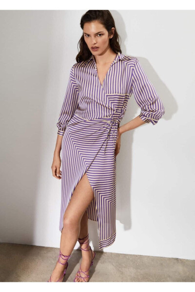 Striped Satin Dress - 8