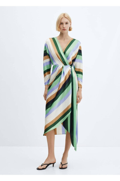 Striped Satin Dress - 9