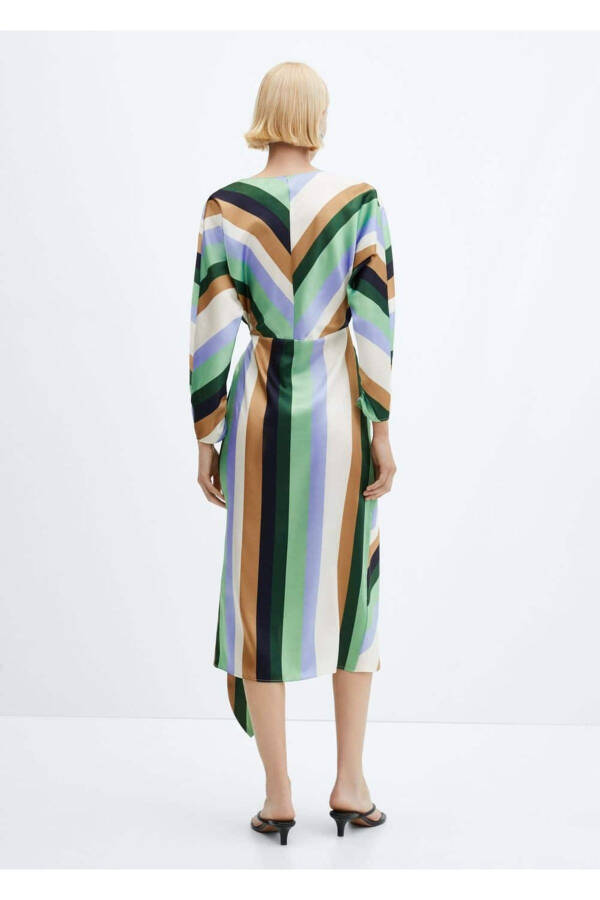 Striped Satin Dress - 4