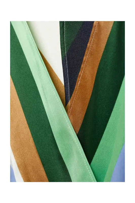 Striped satin dress-Ecru - 5