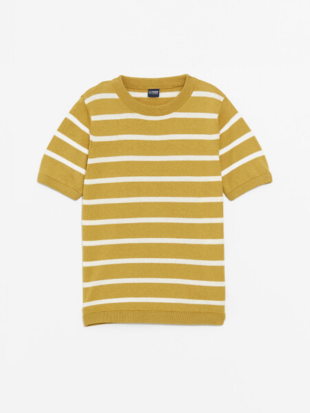 Striped Short Sleeve Boys' Crew Neck Knit Sweater - 3