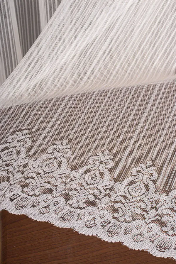 Striped Skirt Damask Voile Curtain, 150x260, Sparse Pleats, 1/2 - 8