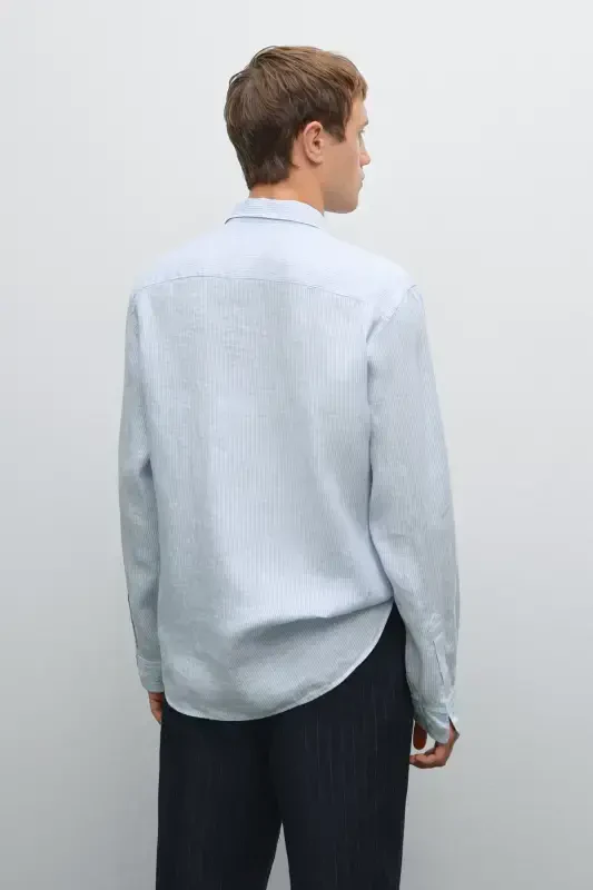 Striped slim fit linen shirt - 3