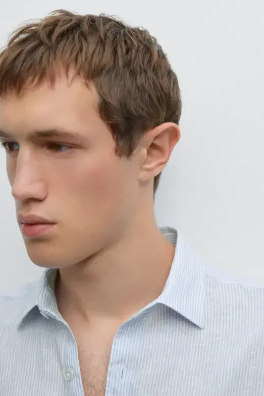 Striped slim fit linen shirt - 4