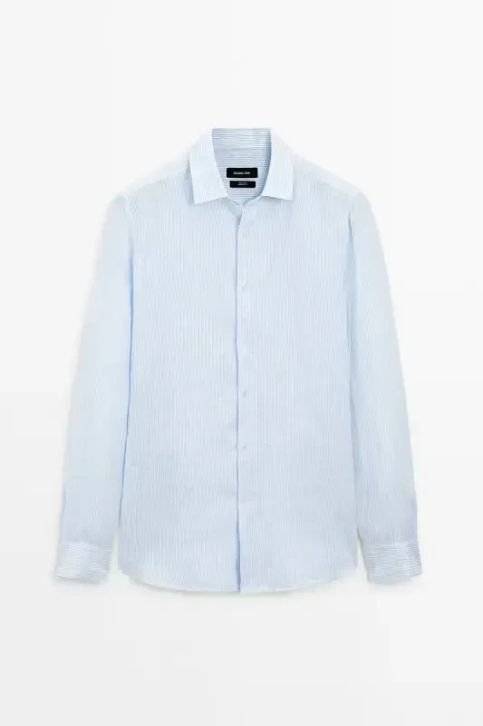 Striped slim fit linen shirt - 5