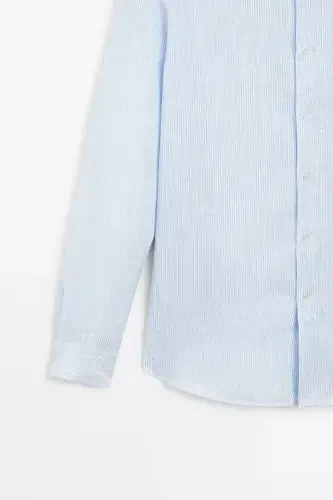 Striped slim fit linen shirt - 7