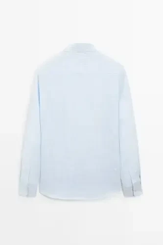 Striped slim fit linen shirt - 8