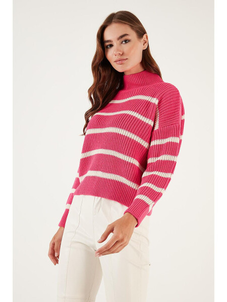 Striped Stand Collar Winter Sweater 4616118 - 9