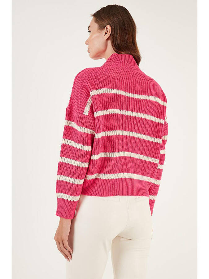 Striped Stand Collar Winter Sweater 4616118 - 10