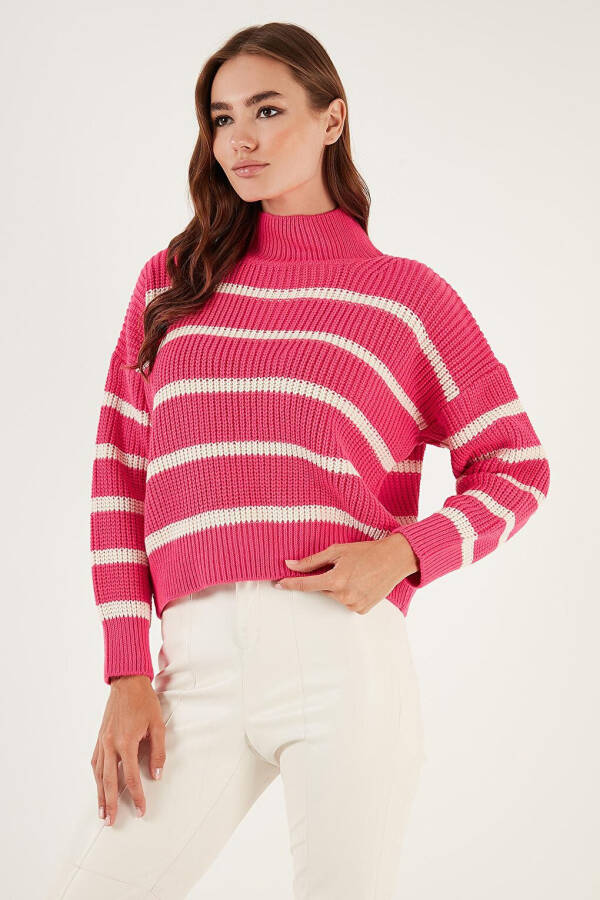 Striped Stand Collar Winter Sweater 4616118 - 12