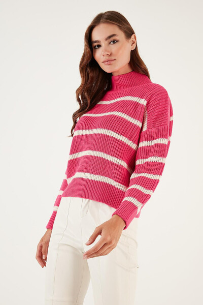 Striped Stand Collar Winter Sweater 4616118 - 14