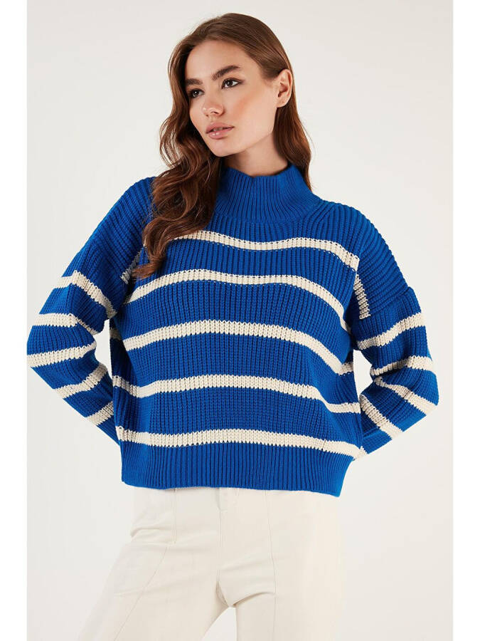 Striped Stand Collar Winter Sweater 4616118 - 7