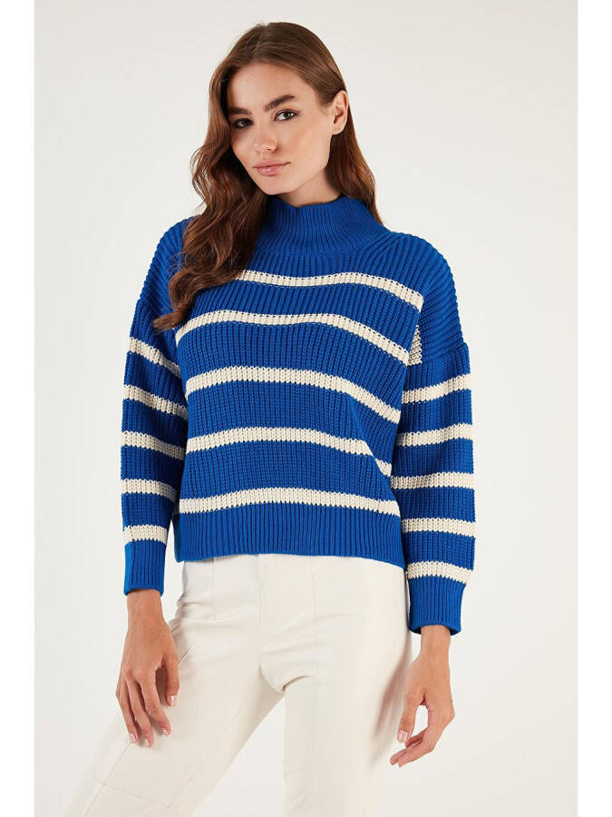 Striped Stand Collar Winter Sweater 4616118 - 9